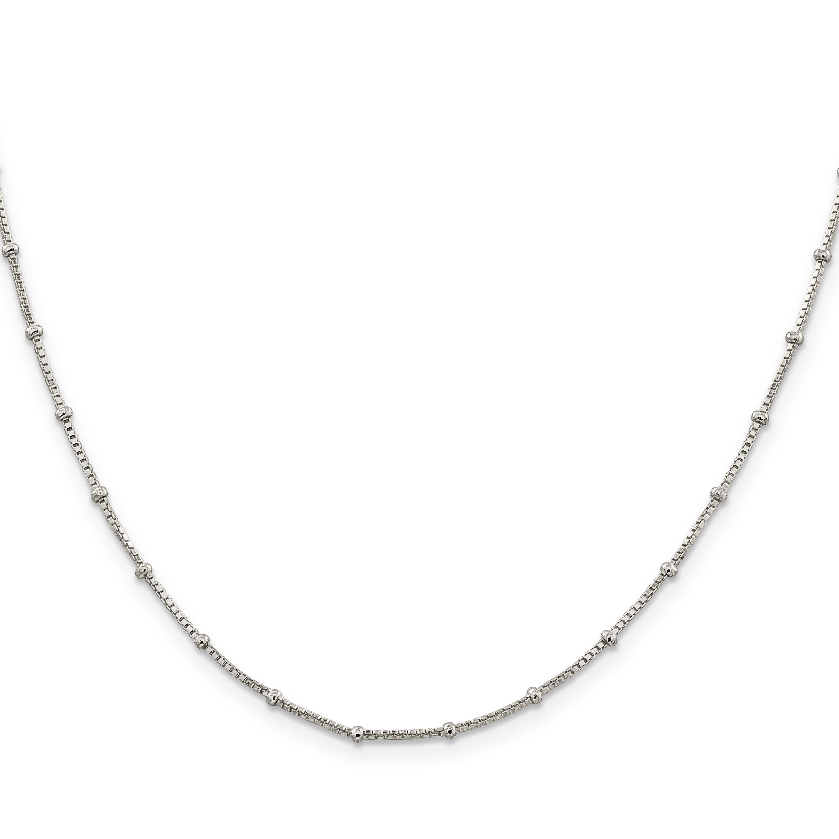 20 Inch Sterling Silver 1.25mm Fancy Beaded Box Chain Necklace