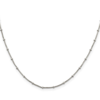 18 Inch Sterling Silver 1.25mm Fancy Beaded Box Chain Necklace