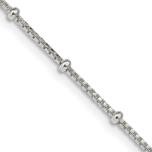 24 Inch Sterling Silver 1.25mm Fancy Beaded Box Chain Necklace
