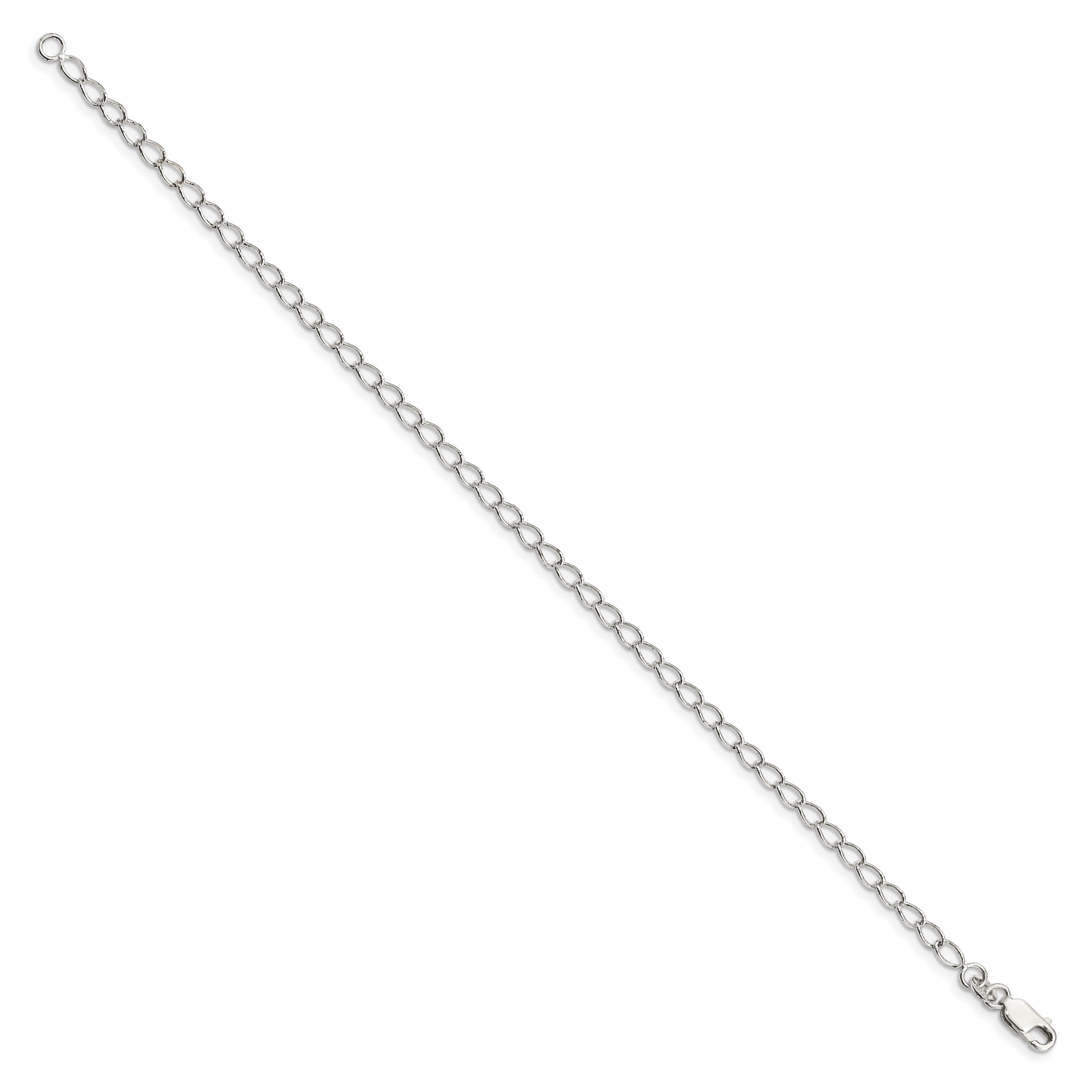 10 Inch Sterling Silver 3mm Half Round Wire Open Curb Chain Anklet