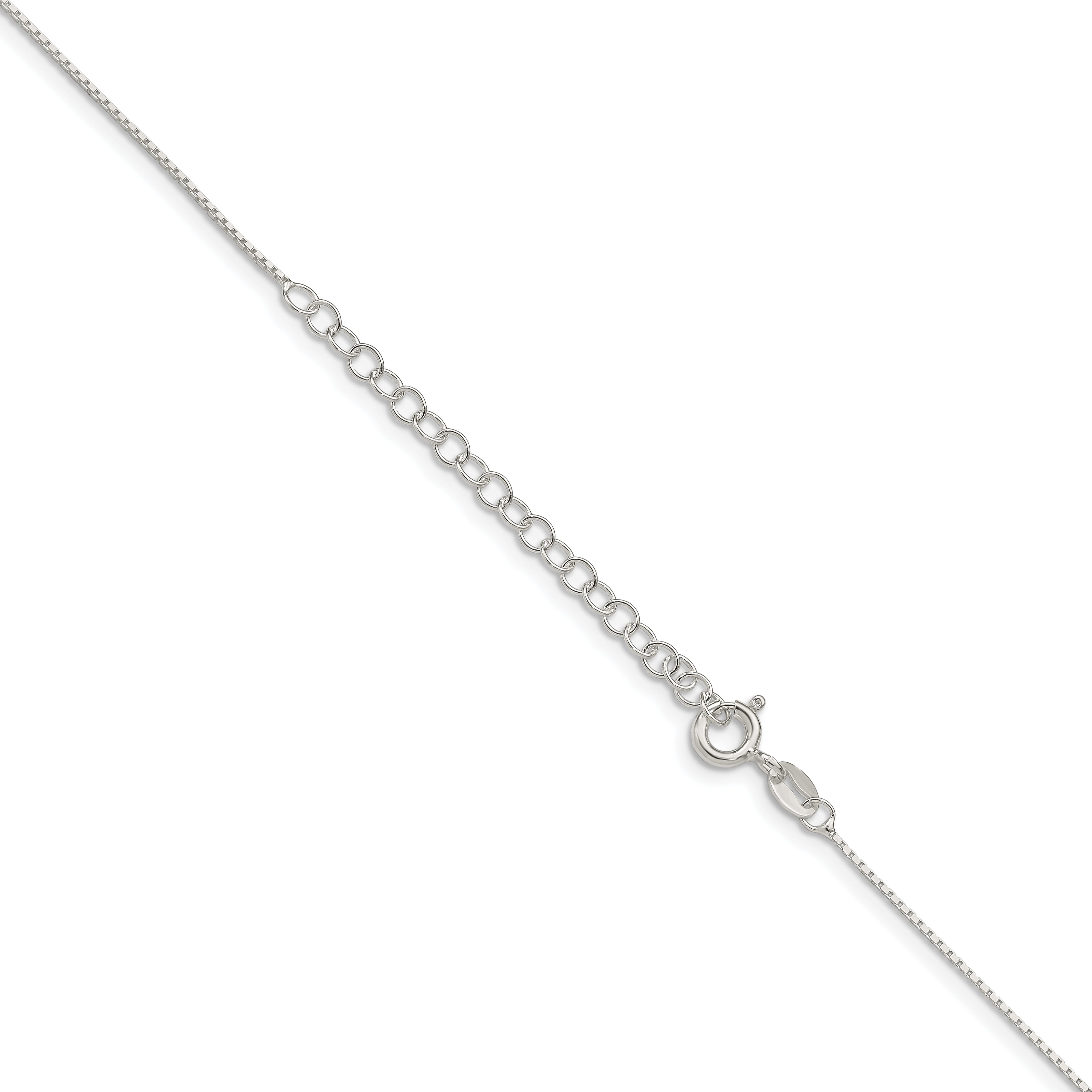 18 Inch Sterling Silver .6mm Mirror Box Chain W/2In Ext.