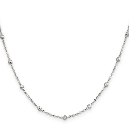 20 Inch Sterling Silver 1.3mm Fancy Beaded Chain Necklace