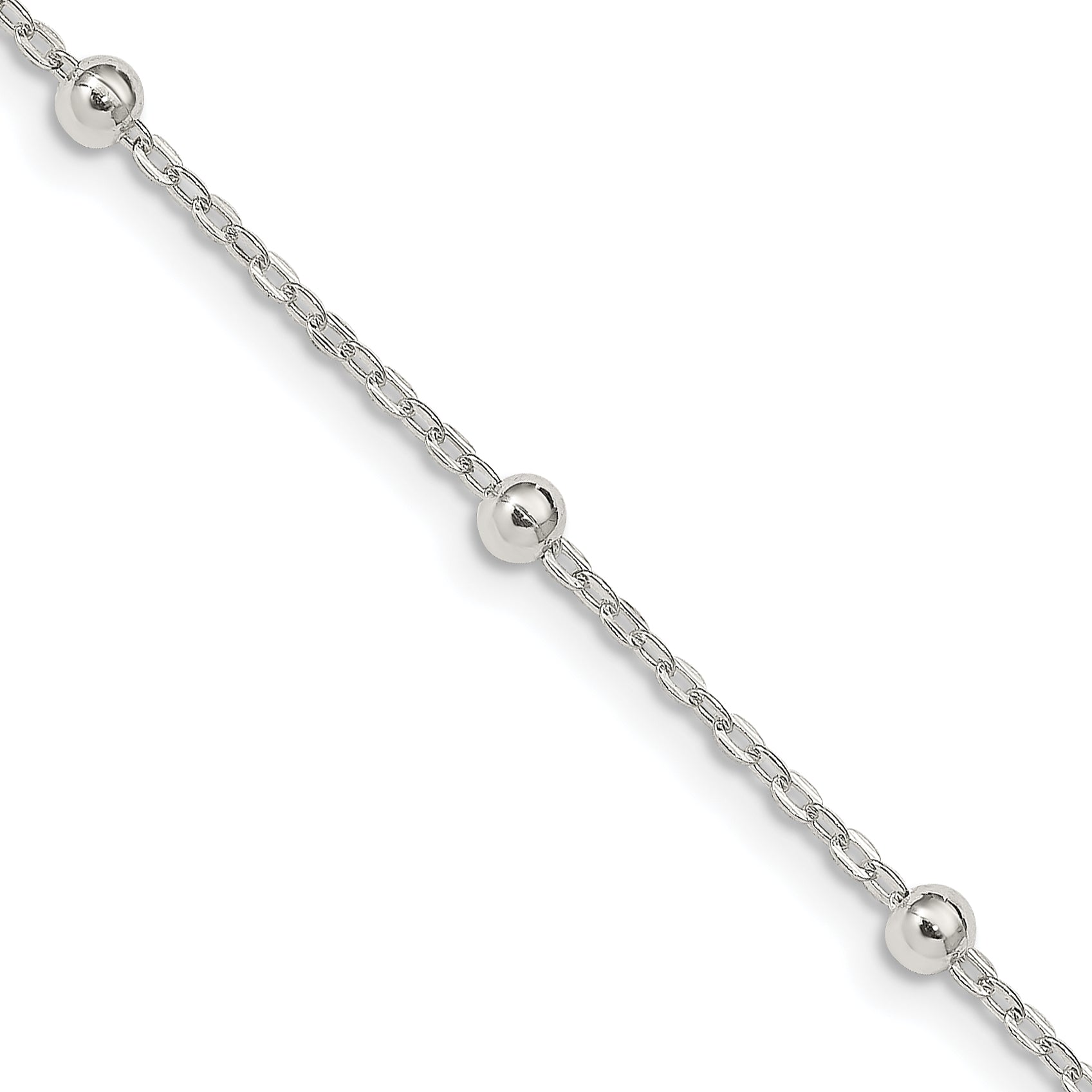 20 Inch Sterling Silver 1.3mm Fancy Beaded Chain Necklace