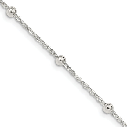 20 Inch Sterling Silver 1.3mm Fancy Beaded Chain Necklace
