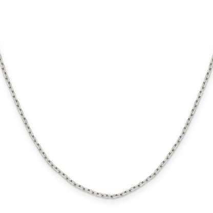 18 Inch Sterling Silver 1.65mm Diamond-Cut Long Link Cable Chain W/2In Ext.