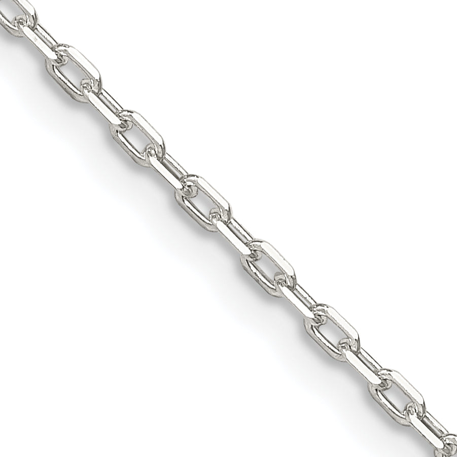 18 Inch Sterling Silver 1.65mm Diamond-Cut Long Link Cable Chain W/2In Ext.