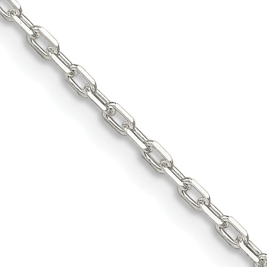 18 Inch Sterling Silver 1.65mm Diamond-Cut Long Link Cable Chain W/2In Ext.