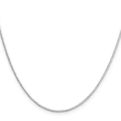 22 Inch Sterling Silver 1.4mm Diamond-Cut Rolo Chain Necklace