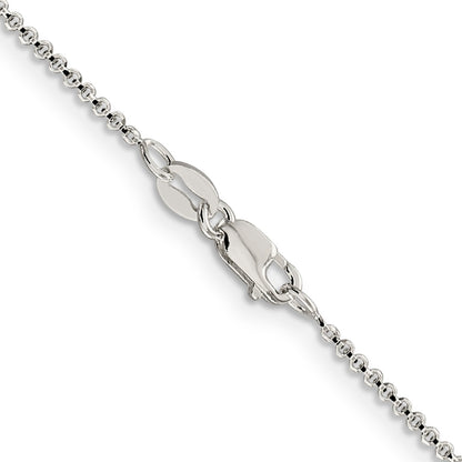 16 Inch Sterling Silver 1.4mm Diamond-Cut Rolo Chain Necklace