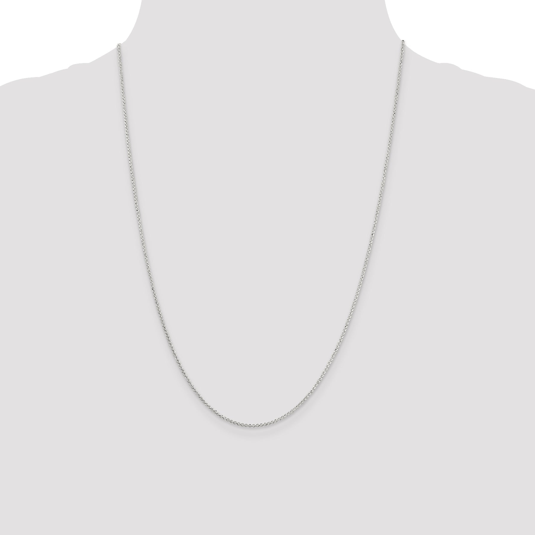 24 Inch Sterling Silver 1.4mm Diamond-Cut Rolo Chain Necklace