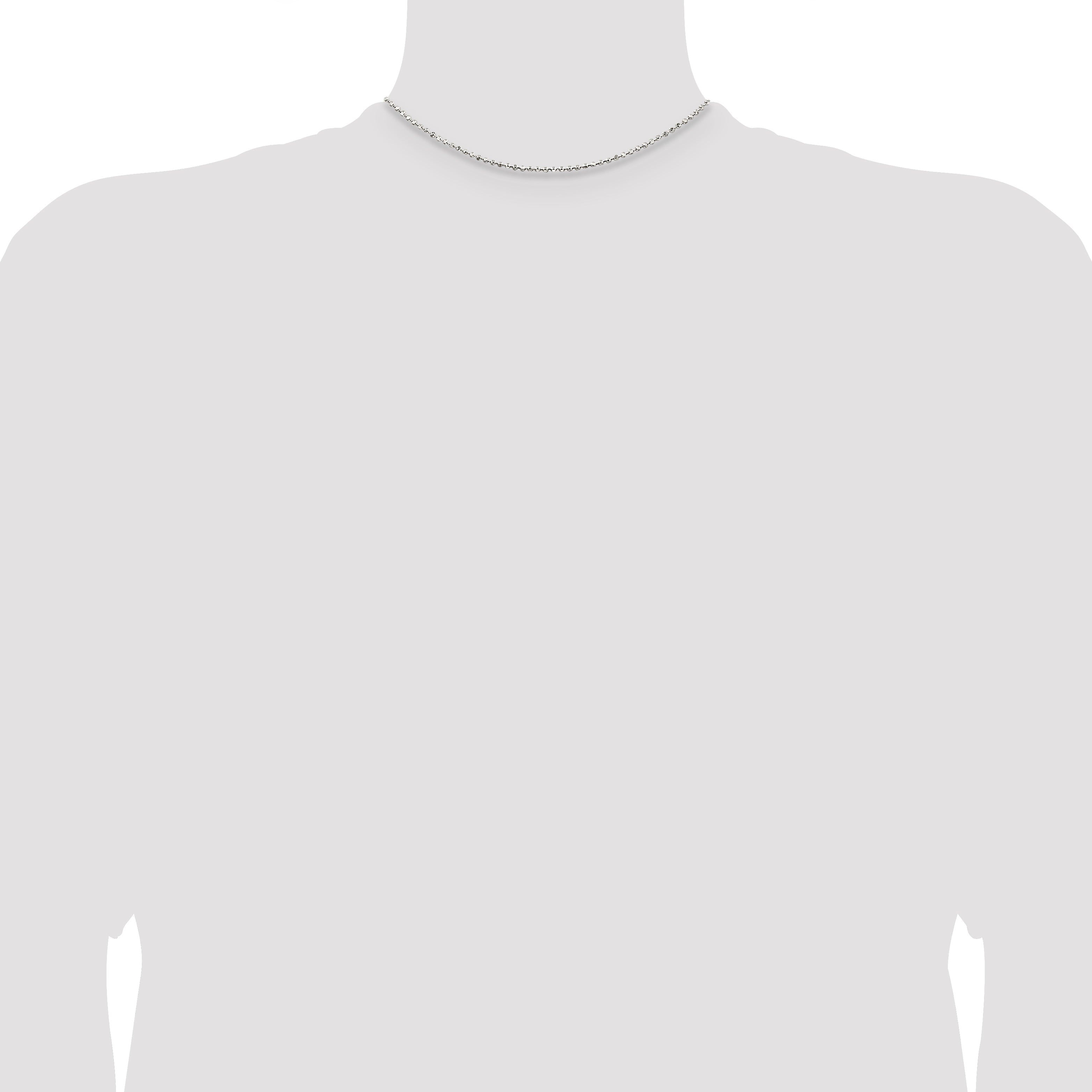 14 Inch Sterling Silver 1.05mm Square Fancy Beaded Chain Necklace