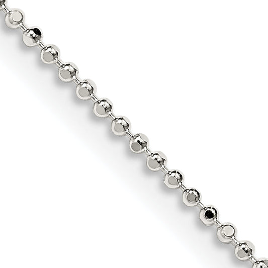 20 Inch Sterling Silver 1.05mm Square Fancy Beaded Chain Necklace