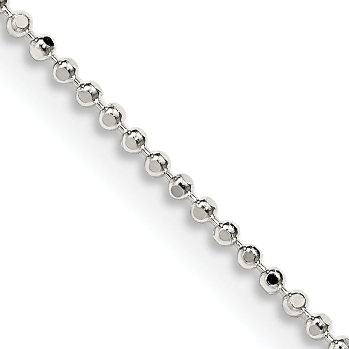24 Inch Sterling Silver 1.05mm Square Fancy Beaded Chain Necklace