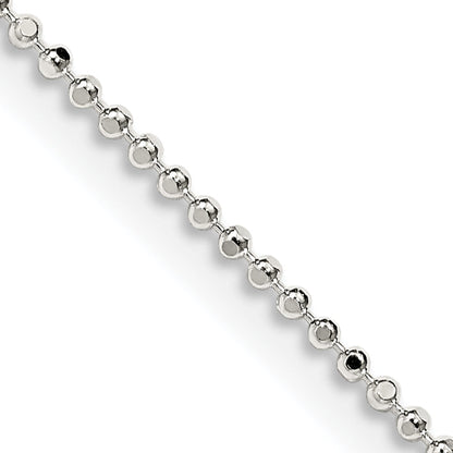 24 Inch Sterling Silver 1.05mm Square Fancy Beaded Chain Necklace