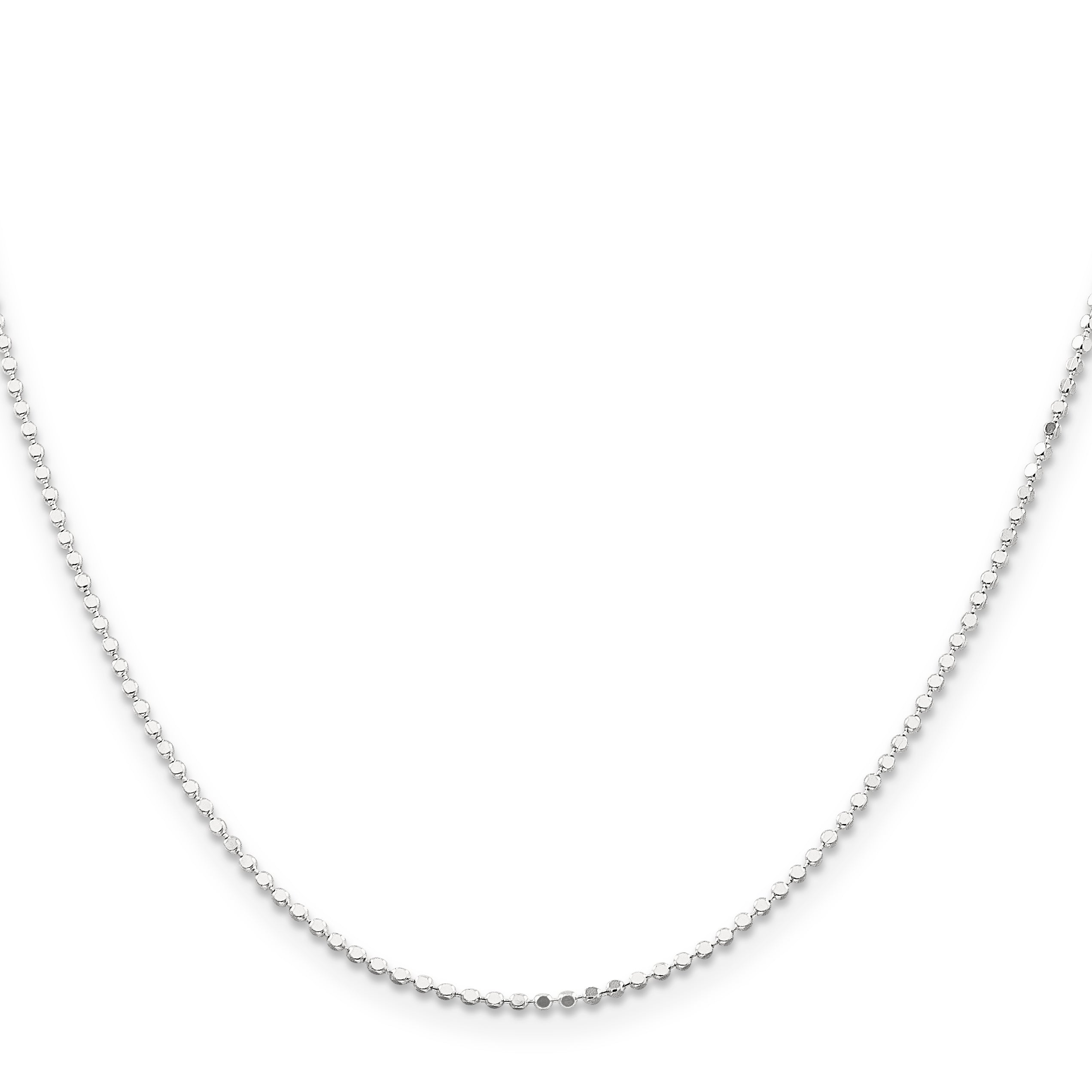 14 Inch Sterling Silver 1.15mm Square Fancy Beaded Chain Necklace