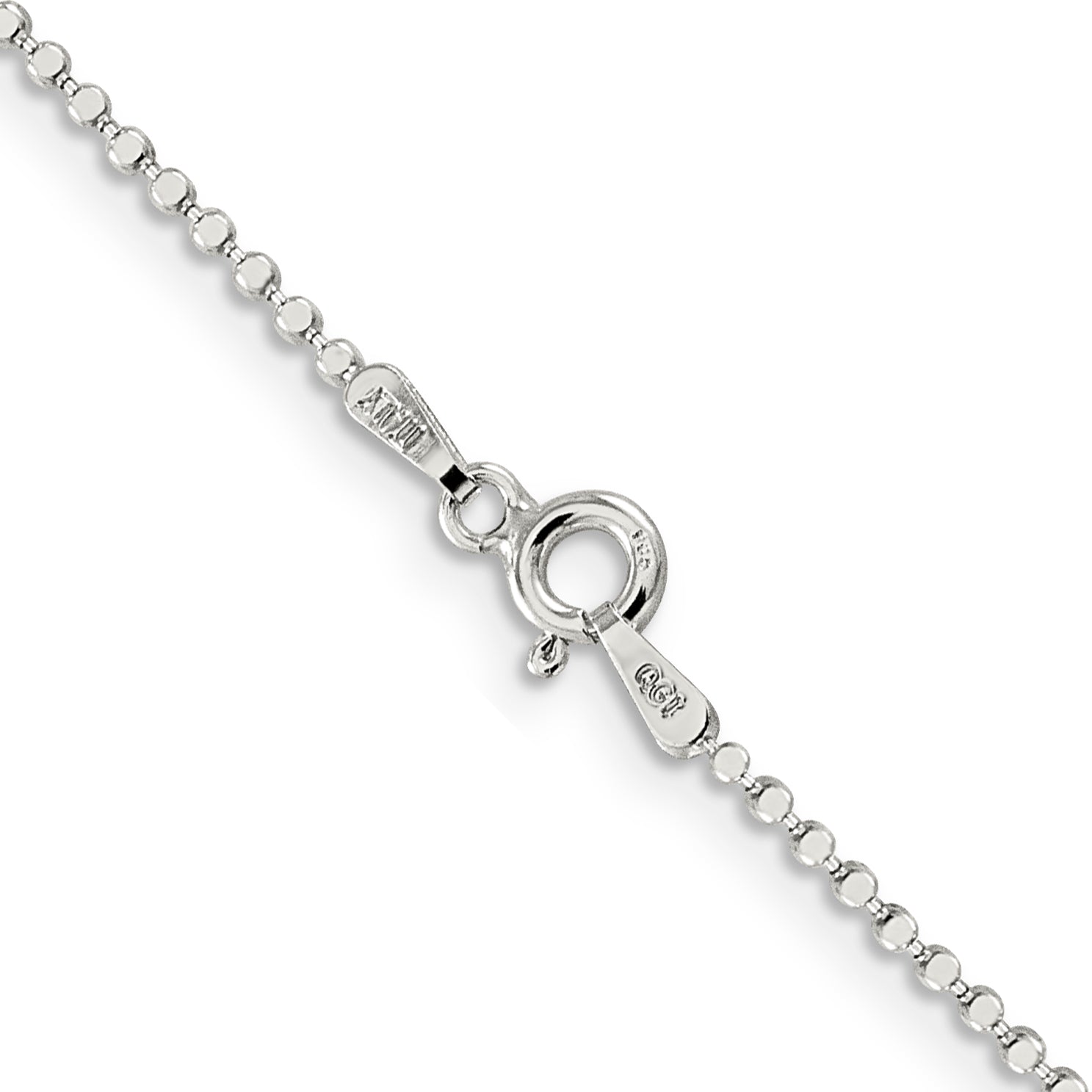 20 Inch Sterling Silver 1.15mm Square Fancy Beaded Chain Necklace
