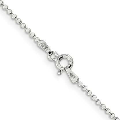 18 Inch Sterling Silver 1.15mm Square Fancy Beaded Chain Necklace