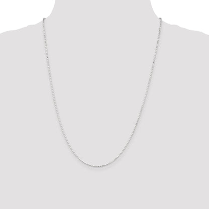 24 Inch Sterling Silver 1.15mm Square Fancy Beaded Chain Necklace