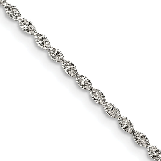 16 Inch Sterling Silver 1.65mm Twisted Herringbone Chain Necklace