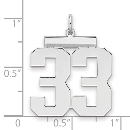 Sterling Silver Silver/Rhodium-Plated Polished Number 33 Charm