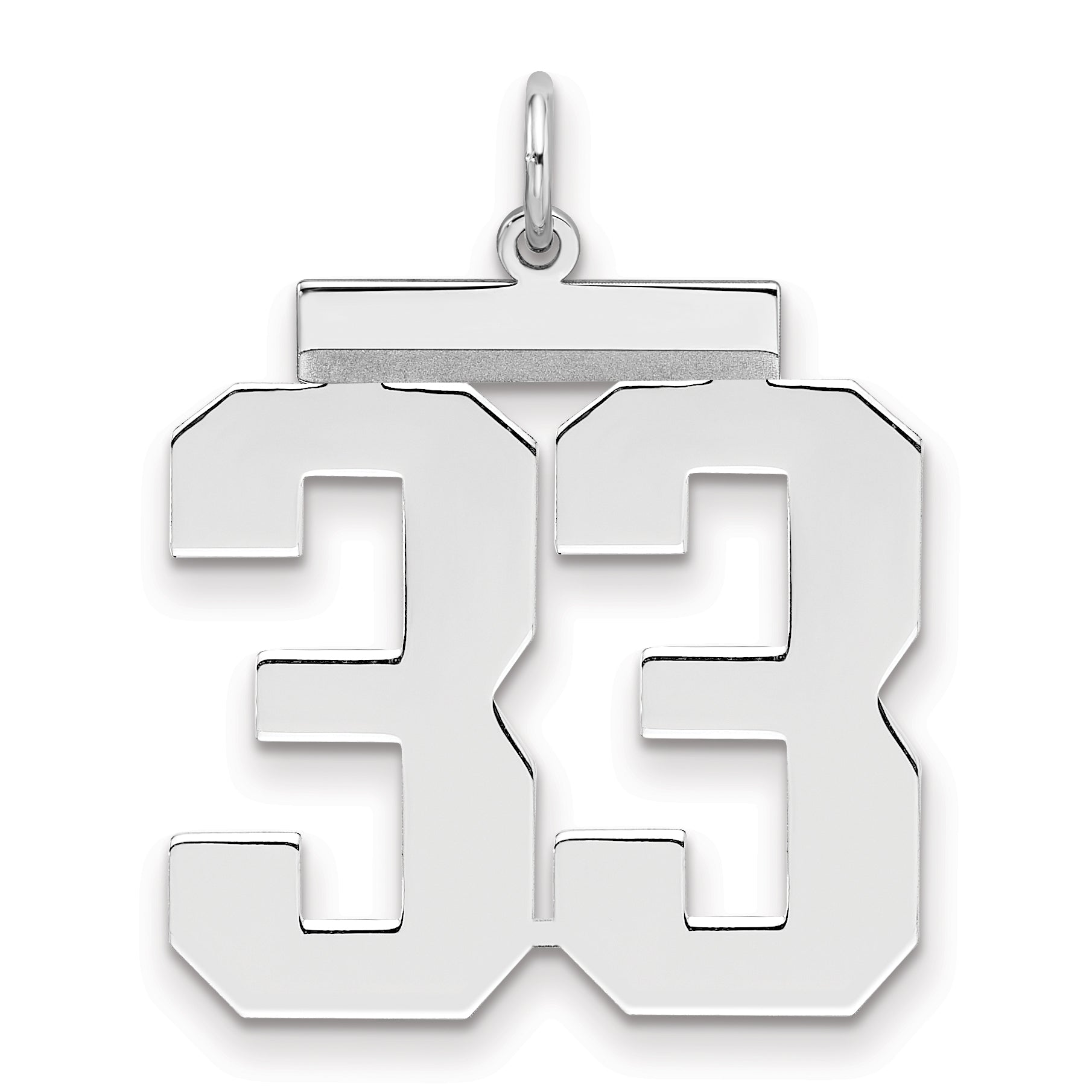 Sterling Silver Silver/Rhodium-Plated Polished Number 33 Charm