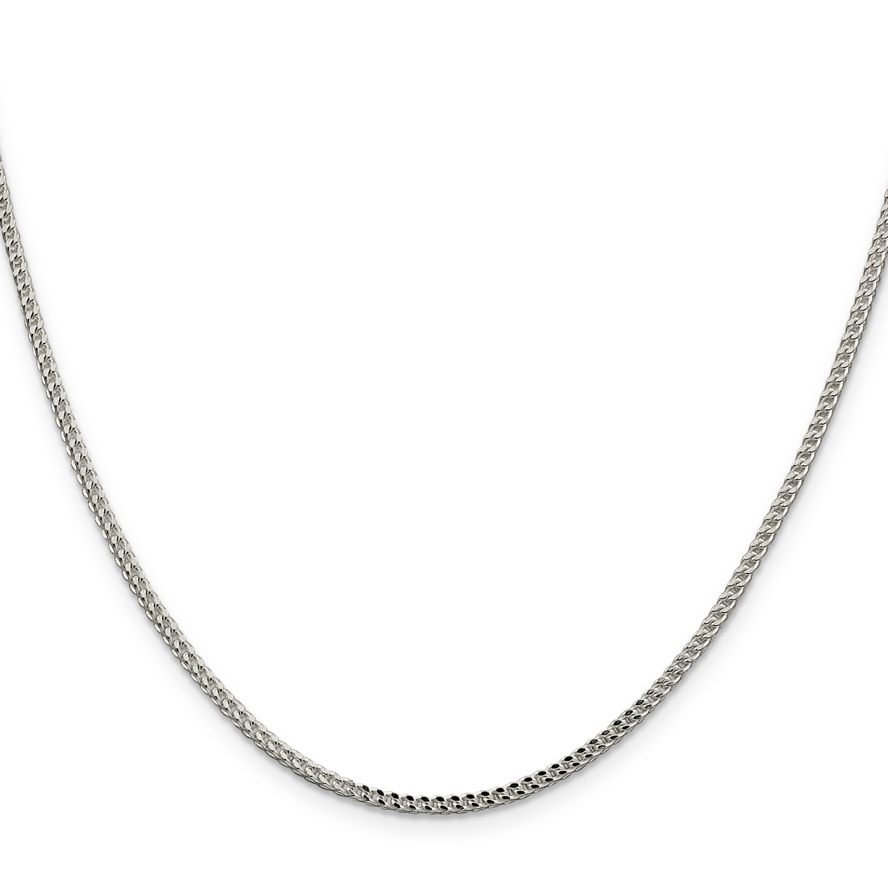 16 Inch Sterling Silver 2mm D/C Square Franco Chain Necklace