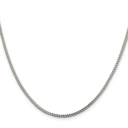 18 Inch Sterling Silver 2mm D/C Square Franco Chain Necklace