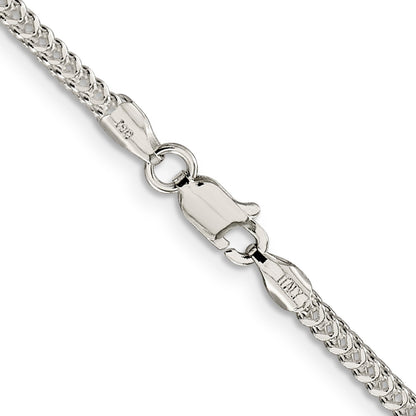 24 Inch Sterling Silver 2mm D/C Square Franco Chain Necklace