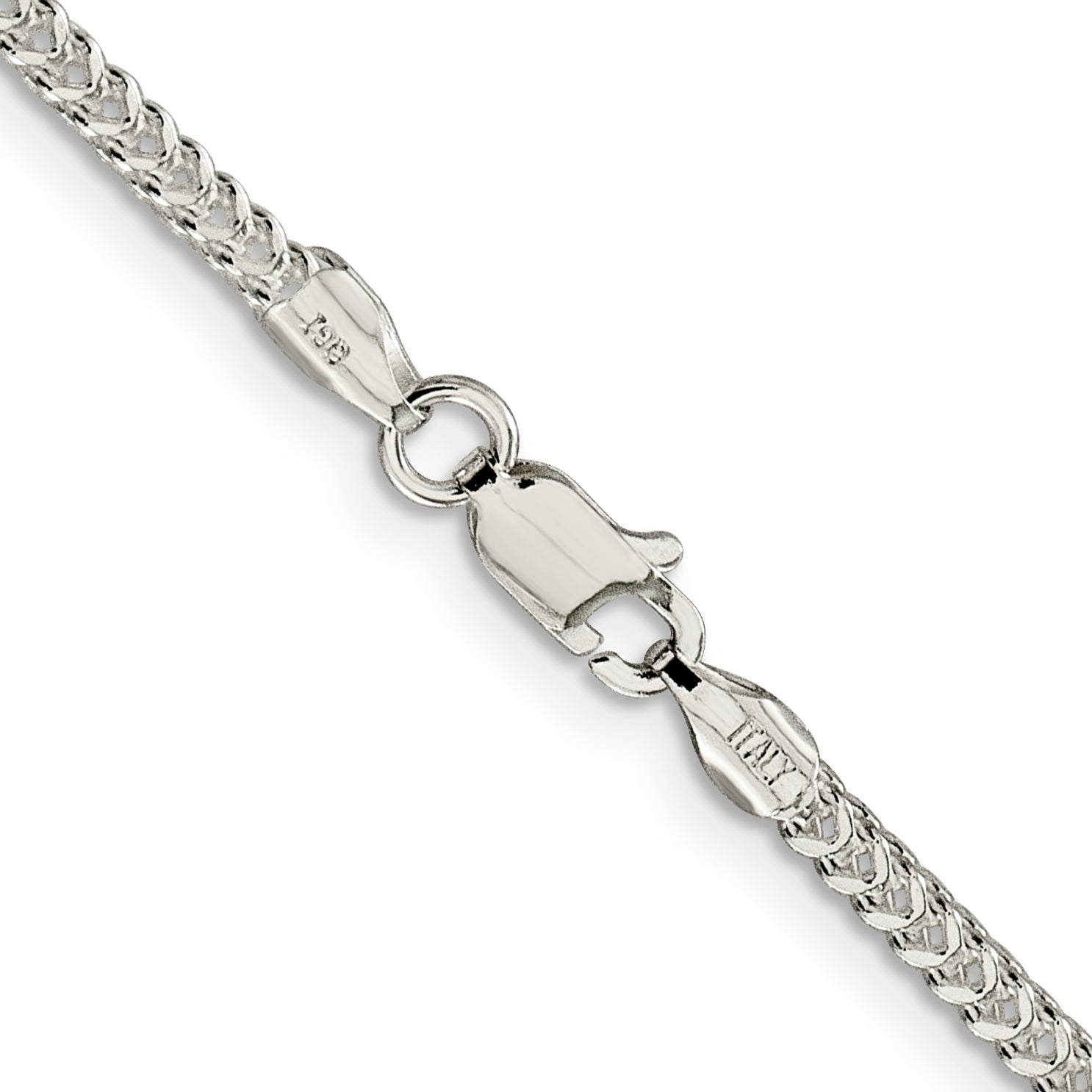 30 Inch Sterling Silver 2mm D/C Square Franco Chain Necklace