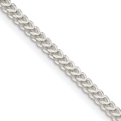 24 Inch Sterling Silver 2mm D/C Square Franco Chain Necklace