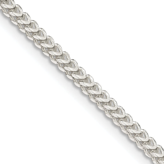 24 Inch Sterling Silver 2mm D/C Square Franco Chain Necklace