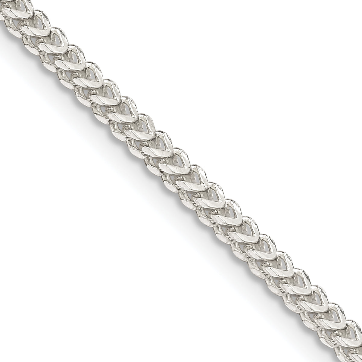 30 Inch Sterling Silver 2mm D/C Square Franco Chain Necklace