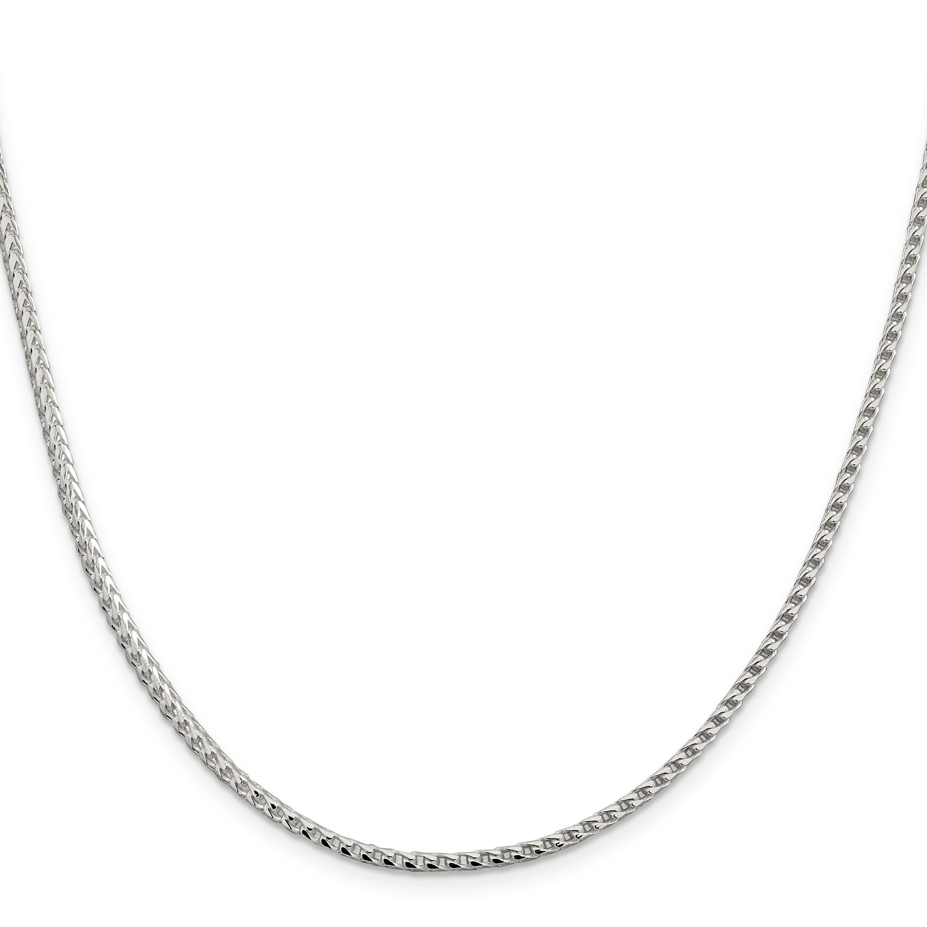 22 Inch Sterling Silver 2.55mm D/C Square Franco Chain Necklace