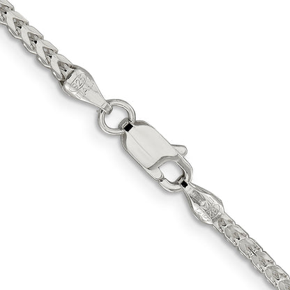 26 Inch Sterling Silver 2.55mm D/C Square Franco Chain Necklace