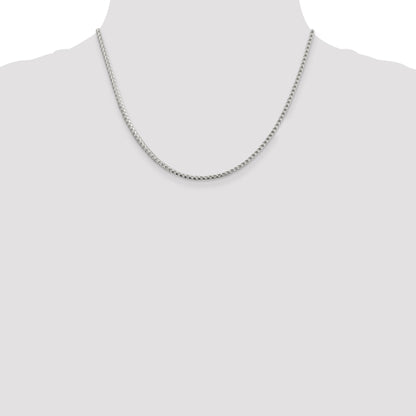 18 Inch Sterling Silver 2.55mm D/C Square Franco Chain Necklace