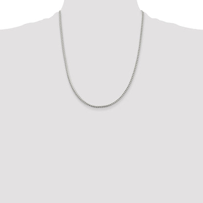 22 Inch Sterling Silver 2.55mm D/C Square Franco Chain Necklace