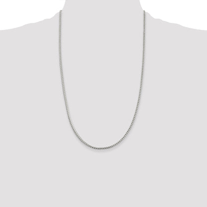 26 Inch Sterling Silver 2.55mm D/C Square Franco Chain Necklace