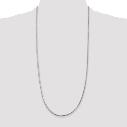 30 Inch Sterling Silver 2.55mm D/C Square Franco Chain Necklace