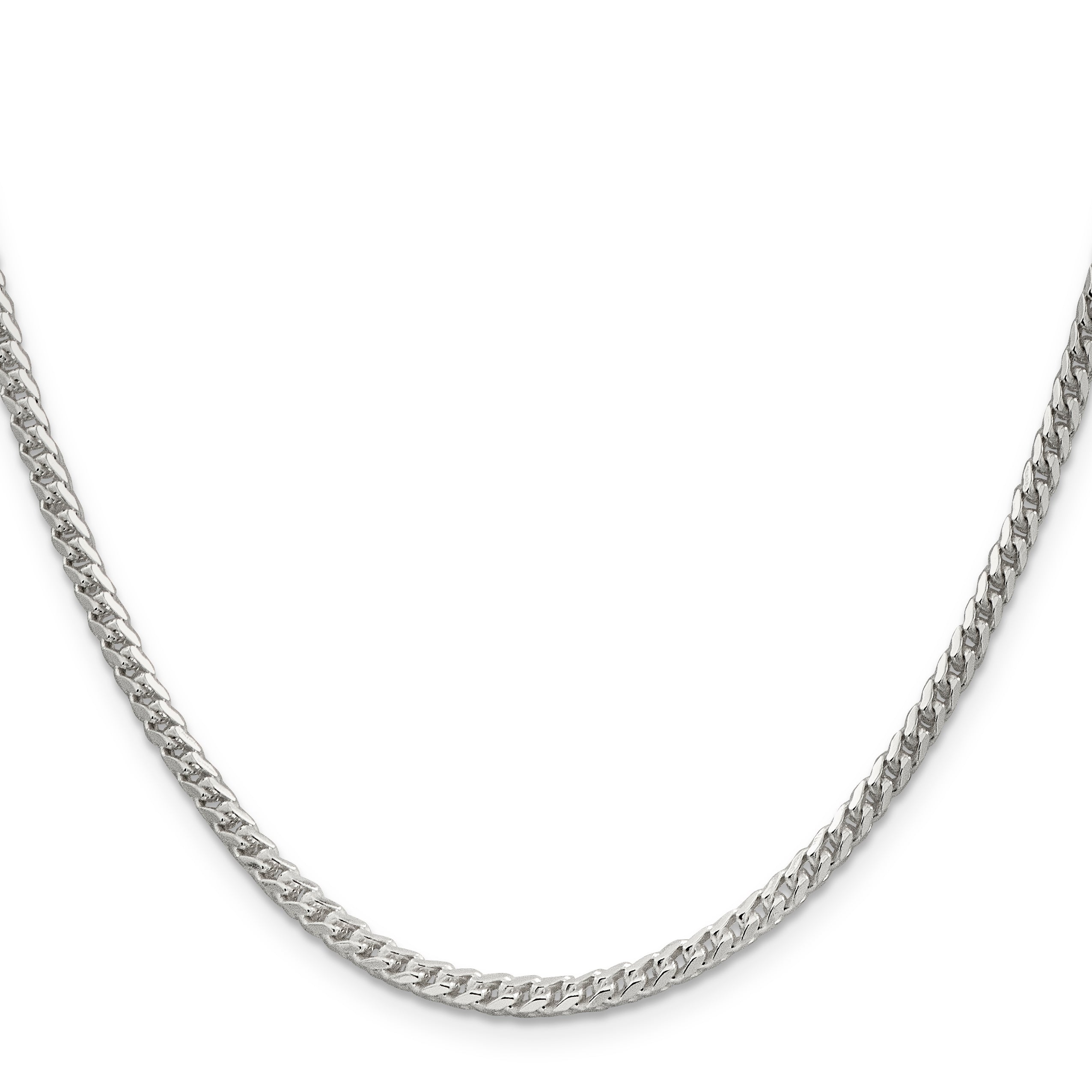 22 Inch Sterling Silver 3.1mm D/C Square Franco Chain Necklace