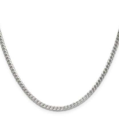 24 Inch Sterling Silver 3.1mm D/C Square Franco Chain Necklace
