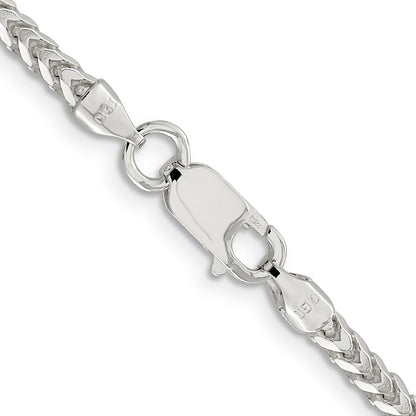 16 Inch Sterling Silver 3.1mm D/C Square Franco Chain Necklace