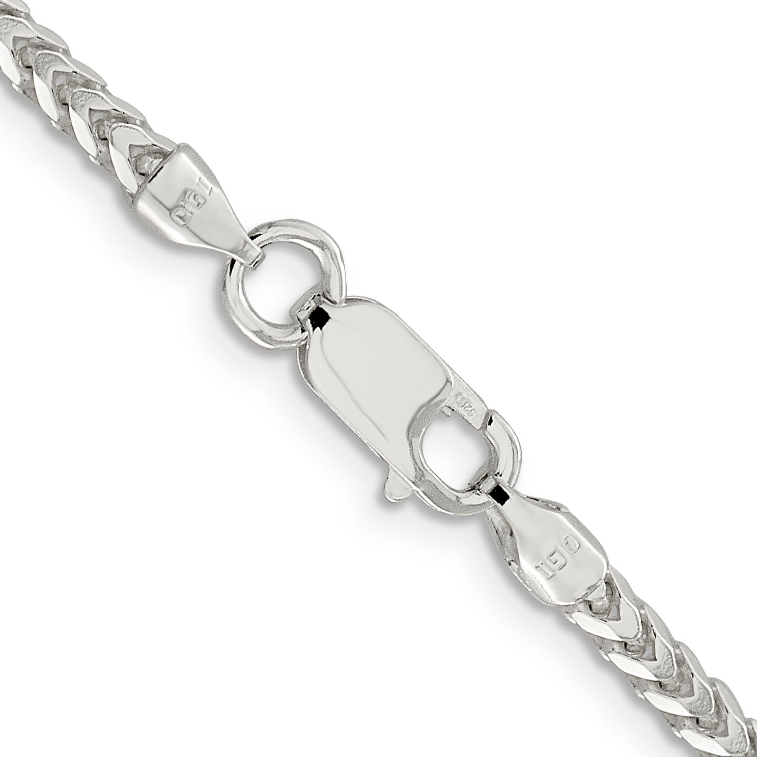 24 Inch Sterling Silver 3.1mm D/C Square Franco Chain Necklace