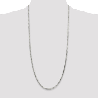 30 Inch Sterling Silver 3.1mm D/C Square Franco Chain Necklace