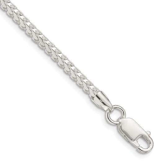 7 Inch Sterling Silver 3.1mm D/C Square Franco Chain Bracelet