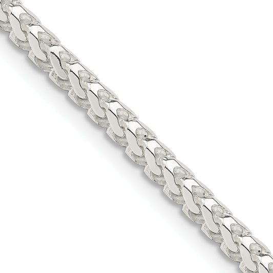 26 Inch Sterling Silver 3.1mm D/C Square Franco Chain Necklace