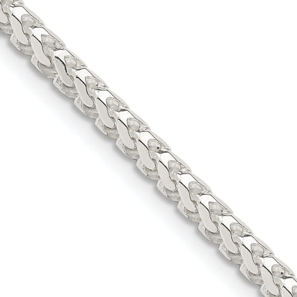30 Inch Sterling Silver 3.1mm D/C Square Franco Chain Necklace