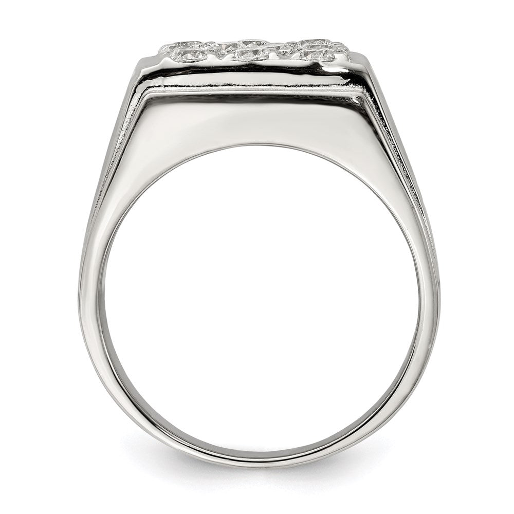 Sterling Silver Rhodium Plated Men'S Cz Ring
