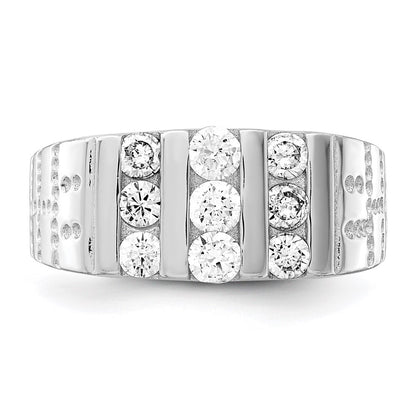 Sterling Silver Rhodium Plated Men'S Cz Ring