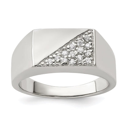 Sterling Silver Rhodium Plated Men'S Cz Fashion Ring
