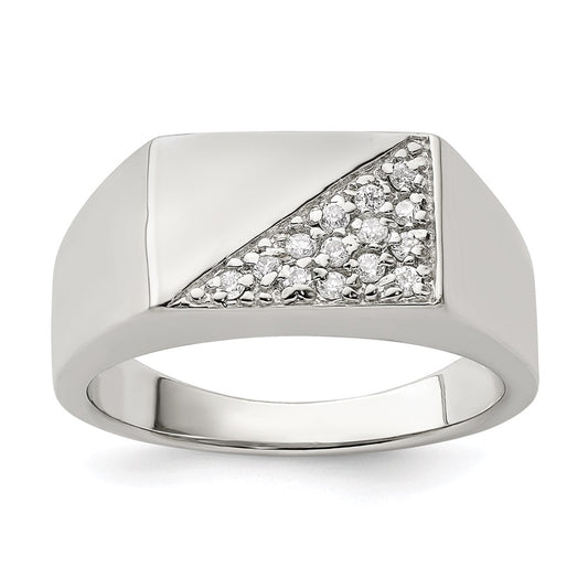 Sterling Silver Rhodium Plated Men'S Cz Fashion Ring
